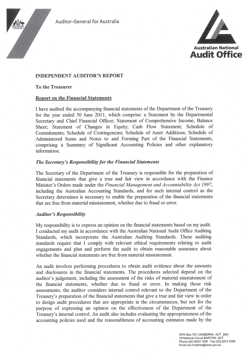 ANAO - Independent Auditor's Report